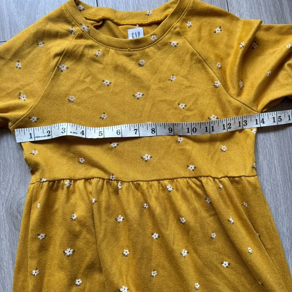 Gap Kids dress girls M 8 Yellow fit and flare flower prints long sleeve